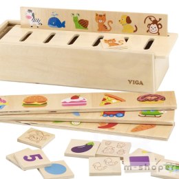 VIGA Drewniany Edukacyjny Sorter Gra Zwierzątka Owoce Warzywa Montessori