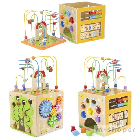 VIGA Activity Box Drewniane Edukacyjne Centrum Gier 5w1 kostka