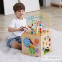 VIGA Activity Box Drewniane Edukacyjne Centrum Gier 5w1 kostka