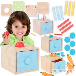 Tooky Toy Drewniana Kostka Edukacyjna Szuflada Pudełko Montessori Sorter Nauka Kolorów 4w1 3 szt.