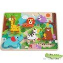 Tooky Toy Drewniane Puzzle Montessori Zwierzątka w Lesie Dopasuj Kształty