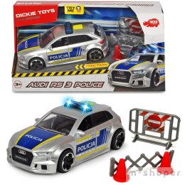 DICKIE Policja Audi RS3 Samochód Policyjny 15cm SOS